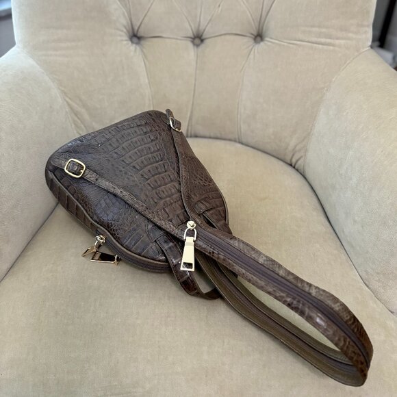 VTG Auth EILEEN KRAMER Genuine Crocodile Convertible MINI Sling Backpack Purse - Picture 7 of 9